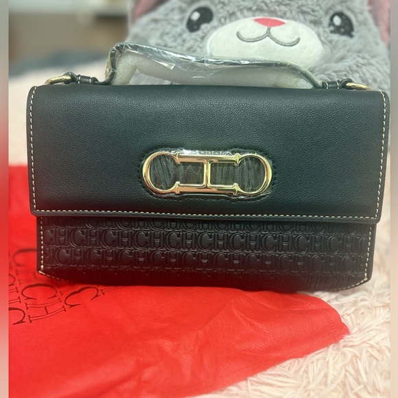 Carolina Herrera Black Crossbody Bag with Gold Detail - Picture 1 of 10